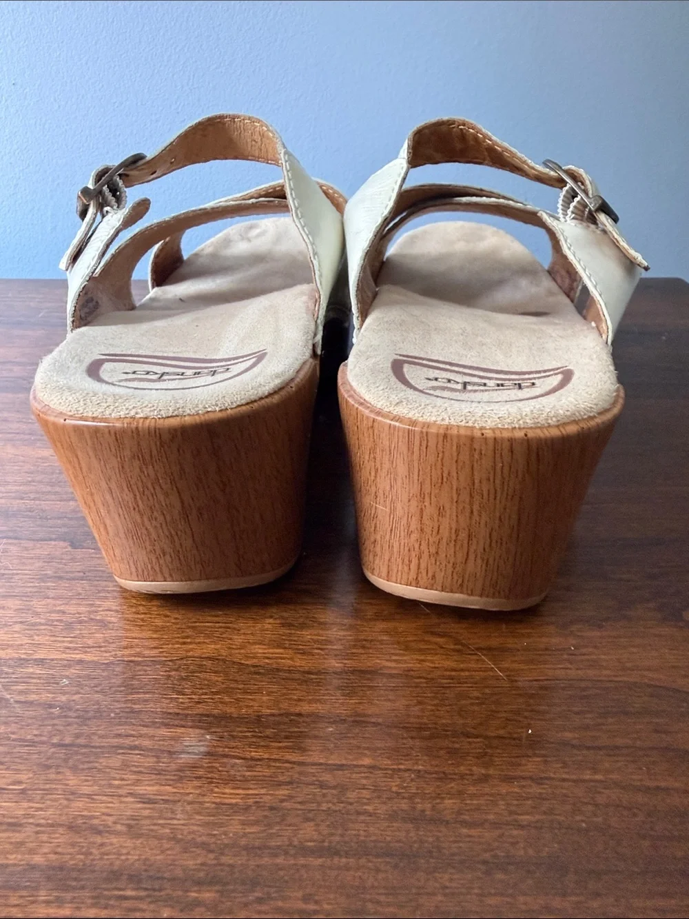 DANSKO White Leather Comfortable Wedge Heel Sandal Size 38/8